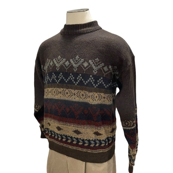 Vintage Fair Isle Sweater Grandpa Core Fall Coquette Soft Grunge Cottagecore L - Picture 6 of 8